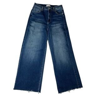 Level 99 High Rise Wide Leg Size 30 Blue raw hem